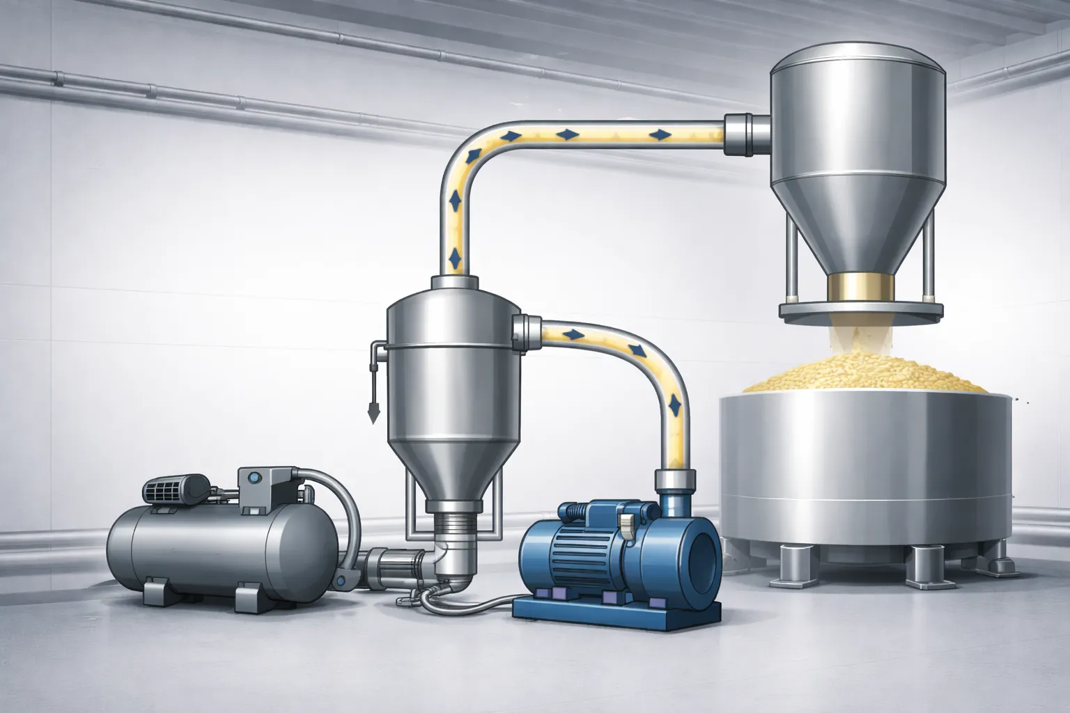 ประเภทของ Pneumatic Conveying System: แบบแรงดูด (Vacuum) และแรงดัน (Pressure) ต่างกันอย่างไร?